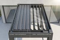 Vielseitige Bioklimatische Motorisierte Pergola mit Integrierter LED-Beleuchtung, Hurrikan-Resistent, Wasserdichtes Lamellendach für Balkon und Hinterhof
