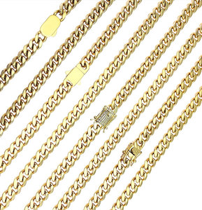 Collier chaîne cubaine Miami en acier inoxydable plaqué or 18 carats pour hommes, style hip-hop |   Plusieurs modèles de fermoirs et prix compétitifs - Product Image 1