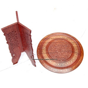 Hand Crafted <b>Folding</b> Side <b>Table</b> High Quality <b>Coffee</b> <b>Table</b> With Brass Inlay Design in Brown Color for Bed Room Decoration - Product Image 1