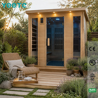 Sauna électrique en bois massif YEETE, cèdre canadien, verre, ciel étoilé LED, chrome, 1800 mm, écologique, sûr, utilisation hospitalière