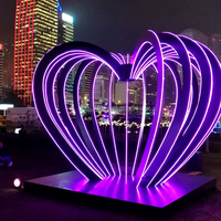 LED Paysage Art Sculpture Métallique 3D en Forme de Coeur Lumière Extérieure DMX SPI Bande Lumineuse avec Contrôle Madrixs