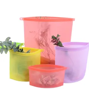 โลโก้ที่กำหนดเองนำมาใช้ใหม่ซิลิโคนถุงเก็บอาหารแช่แข็ง - Product Image 1