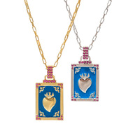 Nouveau 2025 Collier pendentif carte de tarot plaqué or 18 carats avec motif goutte d'huile, fait main personnalisé, accessoires de bijouterie DIY