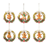 Couronne de Noël dorée Ganglong en gros, 15 cm, en PE, semi-fait main, style européen-américain, à suspendre à la porte, bonbons à la menthe