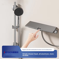 Robinet de douche mural hybride intelligent à LED en alliage d'aluminium, contrôle de température, touches de piano, design moderne et minimaliste, pour l'exportation