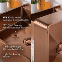 Évier de lavabo en acier inoxydable plaqué PVD certifié CE, design carré de luxe en or rose, couleurs personnalisées, pour hôtel
