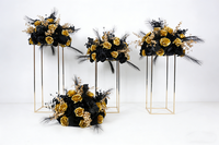 Rose artificielle noire dorée de haute qualité avec plumes pour mariage de luxe, décoration de maison, hôtel, accessoires photo