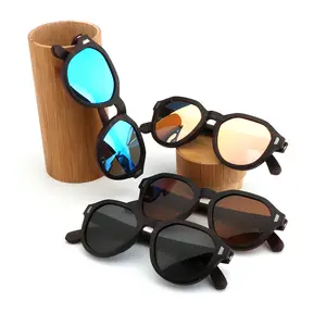 Wholesale Custom Logo Ebony Wood Sunglasses Polarized Lens Walnut Wood Square Wooden Sun Glasses