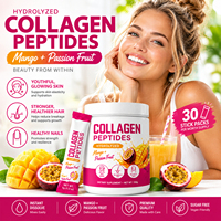 VitaHall OEM Gehydrolyseerde Collageen Peptide Poeder Mango + Passievrucht Type I III V X, Huid Haar Nagels 30 Stick Packs 150g