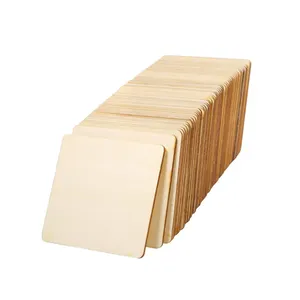 Custom 72 Pieces Unfinished 4 X 4 Inch Square Wood Slices Blank For DIY Craft