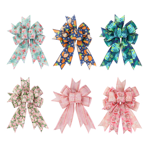 Custom Large Rose Flower Bows Spring Decor Buffalo Plaid <strong>Burlap</strong> Wired <strong>Ribbon</strong> Bows for Wreath Indoor Outdoor Window Decorations - Product Image 1