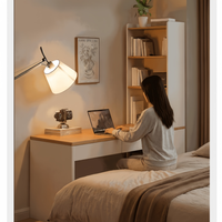 Ensemble de bureau d'ordinateur en bois massif de style crème au design moderne, gain de place pour chambre à coucher, coiffeuse, bureau d'étude pour enfants et bibliothèque combinée