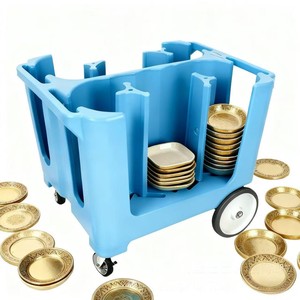 Sunmax Hotel Restaurant Chariot de rangement de vaisselle en plastique Plaque réglable Caddy Plaque à 4 colonnes Compartiment Plate - Product Image 1