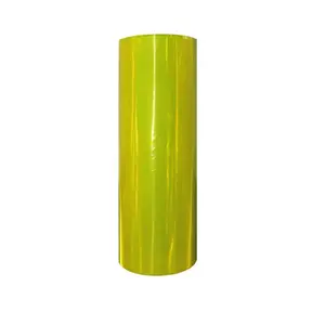 Bahan Mentah tidak ada perekat warna kustom mikro prismatik neon kuning reflektif PVC lembaran plastik Roll