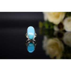 Bague en turquoise naturelle de Mohave, faite à la main, en argent sterling 925, bijoux artisanaux, motif naturel unique, bague en pierres précieuses pour femmes, cadeau - Product Image 4