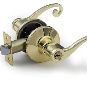 High Quality Polished Brass/Antique Brass/Antique Copper Tubular Leverset Lockset Door Handle Door Handle Lock for Entrance
