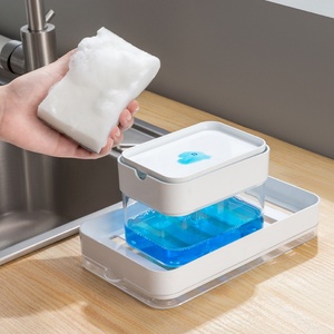 Foldable ABS <b>Dish</b> Soap Dispenser and Sponge Holder Bathroom Organizer Storage <b>Rack</b> for Sink <b>Dish</b> Washing - Product Image 5