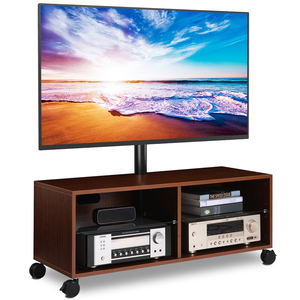 Hot Selling Open Screen TV Cabinet Stand Home Furniture Minimalist Style Universal Stand Walnut Color Mobile TV Cart with Wheels