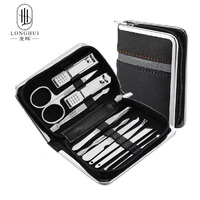 Longhui Trousse de beauté multifonctionnelle 26-en-1 en acier inoxydable et acier au carbone avec fermeture éclair, pour manucure, pédicure et coffret cadeau pour ongles