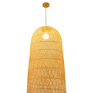 Японский простой металлический подвесной светильник E27 из бамбука для ресторана, столовой