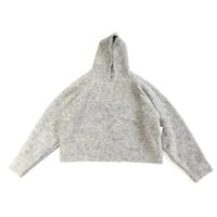 Pull à capuche personnalisé pour homme en tricot bouclé moelleux, coupe oversize, gris avoine, manches longues, confortable, service ODM