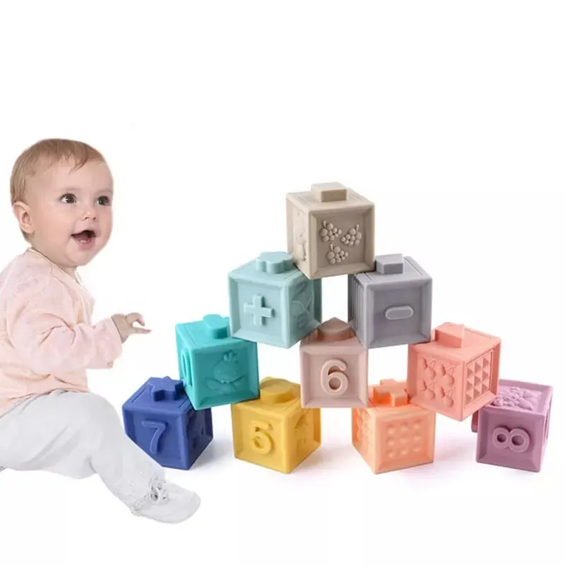 幼児用ビルディングブロック、6か月以上の教育用赤ちゃんのおもちゃ、数字、動物、12個の柔らかくカラフルなスタッキングブロック20セット