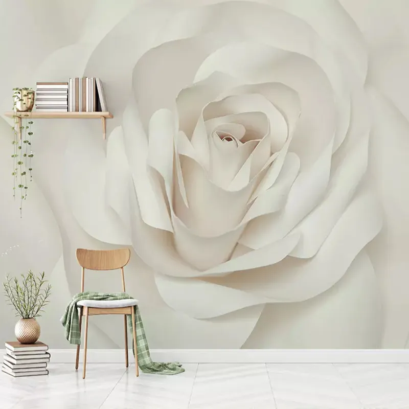 Papel de parede com pintura personalizada 3d, fundo de foto com flores de rosa modernas românticas para sala de estar, quarto, tv, mural de parede