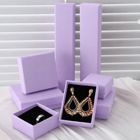 Boîtes cadeaux en papier pour bijoux, prêtes à être expédiées, pliables, avec finition brillante gaufrée, personnalisables, couleur violette, couvercle et base