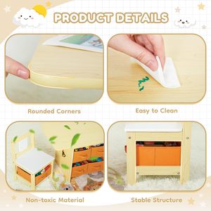 Ensemble de bureau et chaises pour enfants (y compris 2 chaises) Ensemble de bureau pour enfants en bois avec 6 boîtes de rangement Meubles pour enfants - Product Image 3