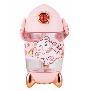 Botella de Agua Infantil PINKAH con Diseño de Cohete 3D, 400 ml, 13 oz, de Tritán Plástico, con Pajita y Correa para Niños, para Senderismo al Aire Libre - Product Image 2