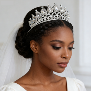 Elegante Tiara da Sposa in Cristallo per Matrimoni e Concorsi di Bellezza, Corona Scintillante con Strass per Ragazze - Product Image 1