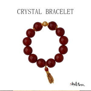 Han Qian'er Crystal Rhinestone Artisan Natural Red Agate <strong>Beads</strong> Butterfly Spacer <strong>Beads</strong> Six-Syllable Mantra <strong>Large</strong> <strong>Bead</strong> <strong>Bracelet</strong> - Product Image 1