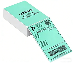 4x6 Green Heat Sensitive Adhesive Thermal Shipping <b>Labels</b> A6 Z-fold or Delivery <b>Address</b> Fanfolded 200 Sheets - Product Image 1