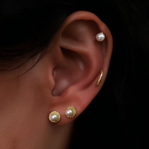 Boucles d'oreilles en perles, acier inoxydable 316L, placage or PVD, résistantes et durables - Product Image 3