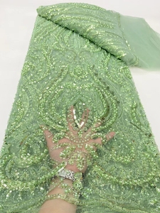 <span class=keywords><strong>Top</strong></span> qualità prezzo di fabbrica <span class=keywords><strong>Tulle</strong></span> ricamato in pizzo francese pesante tessuto di perline ricamo rete di paillettes tessuto di pizzo molti colori - Product Image 4