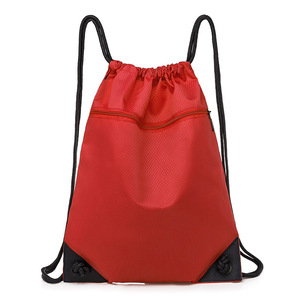 Custom Logo Drawstring Backpack with Zipper Pocket Lightweight <b>Sports</b> Gym <b>Bag</b> Promotional Giveaway - Product Image 2