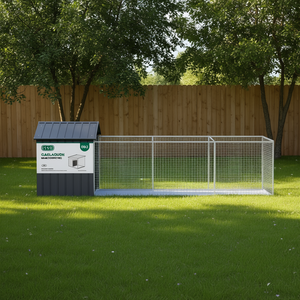 Cuccia per Cani Gaeladich 46.1x159.4x48.4 Pollici in Acciaio Zincato con Tetto per Esterni per Razze Grandi - Product Image 2