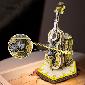Design di moda Punk violoncello in legno kit modello Puzzle da te assemblare giocattoli 3D scatola di musica <span class=keywords><strong>Vintage</strong></span> cartone animato strumento musicale stile - Product Image 2