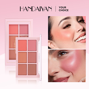 พาเลทบลัชออนเนื้อแมท 6 สี HANDAIYAN ชุดแต่งหน้าสำหรับใบหน้าสีธรรมชาติ เม็ดสีแน่น เหมาะสำหรับการเดินทาง ใช้ได้ทุกวัน เหมาะสำหรับมือใหม่ ชุดของขวัญ - Product Image 1