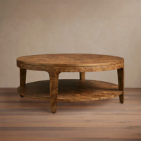 Table basse Tree Burl BarkBurl, table centrale de luxe à 2 niveaux en bois exotique, ensemble de table basse en bois patiné de la série RH Style Finnley