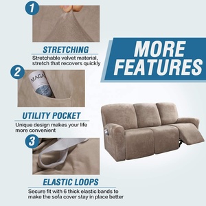 Nuova Offerta Copridivano Elasticizzato per Poltrona Reclinabile 8 Pezzi Copripoltrona di Lusso in <span class=keywords><strong>Velluto</strong></span> per Divano Reclinabile a 3 Posti - Product Image 5