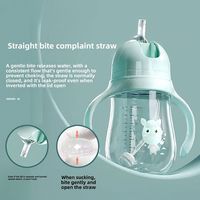 Ensemble de biberon à col large et de tasse à paille pour nouveau-né, en matériau PP, avec poignée ergonomique, design double usage pour un passage facile
