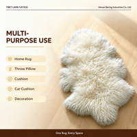 Tapis en fourrure de mouton tibétain bouclée naturelle, véritable peau de mouton, pour la décoration de la maison