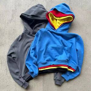 OEM Tùy Chỉnh 100% Bông Nặng Áo Thun Mui Xe Ba Lớp Nhiều Màu Hoodie Cắt Ba Lớp Hoodies Cho Nam Giới - Product Image 1