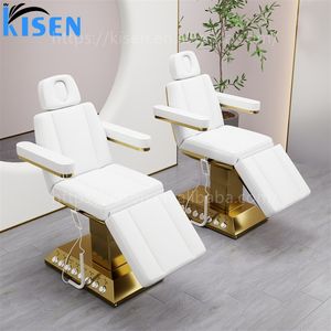 Kisen 2024 Table d'esthéticienne moderne de luxe en or blanc Salon de beauté électrique Tables et lits de <span class=keywords><strong>massage</strong></span> thermique - Product Image 3