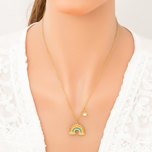 Collar de Frutas de Acero Inoxidable de Moda para Mujer con Colgante de Fresa y Cereza Arcoíris, Joyería de Perlas Impermeable, Regalo de Cumpleaños - Product Image 5