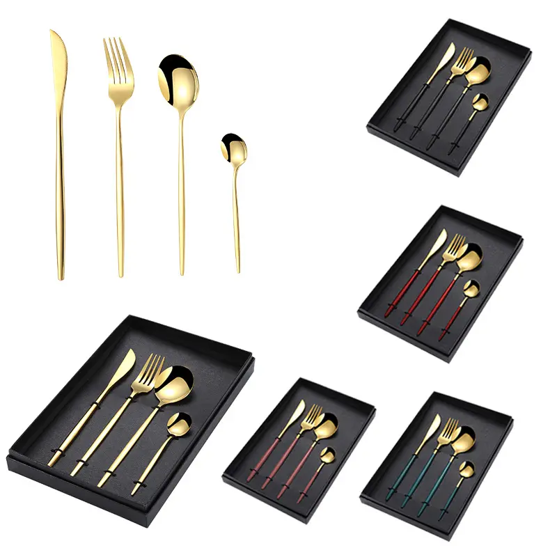 Lepel Vork Set Rvs Bestek Zilver En Goud Bestek Set Spiegels Gold Set