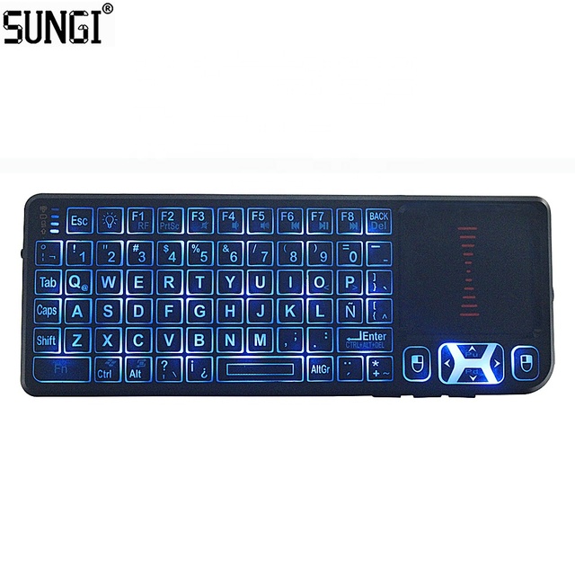 SUNGI 2.4G Wireless Mini Keyboard Touchpad Backlight with Laser Pointer Remote Control for Conference Education Meeting