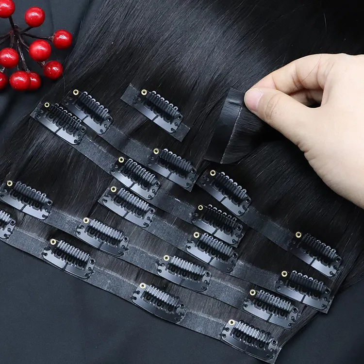 Wholesale Clip in Hair Extension 100Human Hair Raw cambodian Double Drawn Invisible Seamless Clip Ins Extension