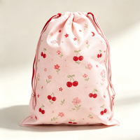 Sac à cordon personnalisé en toile à imprimé floral cerise, écologique, anti-poussière, pour emballage cadeau et activités scolaires